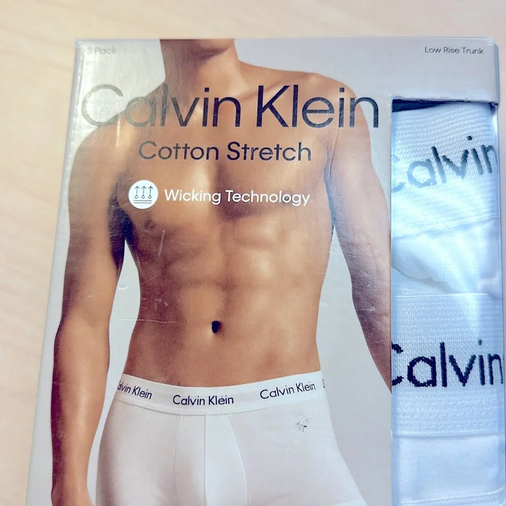 Calvin Klein 3-PK white Low-Rise cotton Stretch Trunks XL NWT